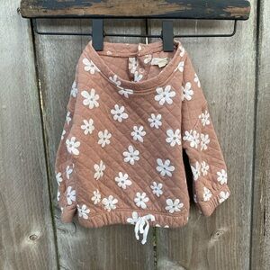 Grayson collective Brown Flower Daisy Long Sleeve Top 6-9 months